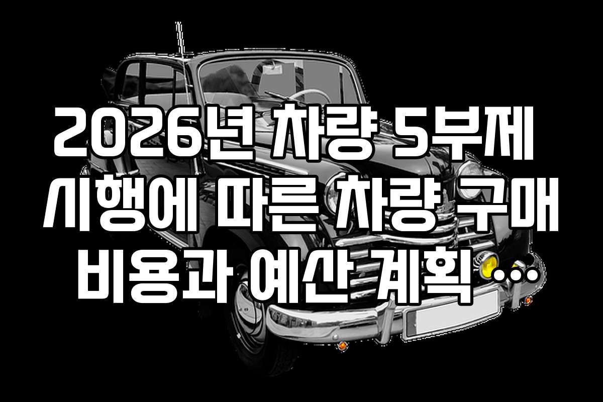 2026년 차량 5부제 시행에 따른 차량 구매 비용과 예산 계획 가이드