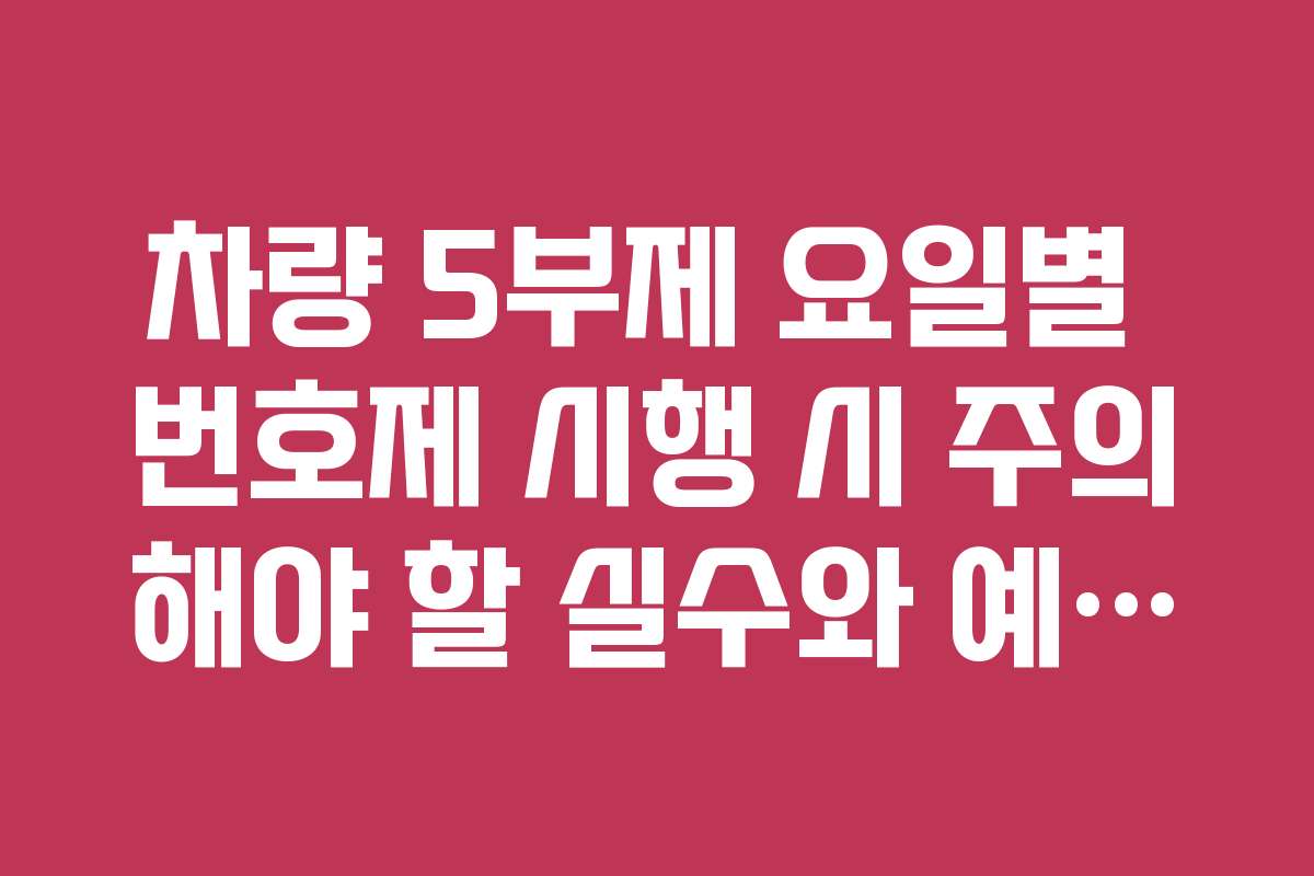차량 5부제 요일별 번호제 시행 시 주의해야 할 실수와 예방책