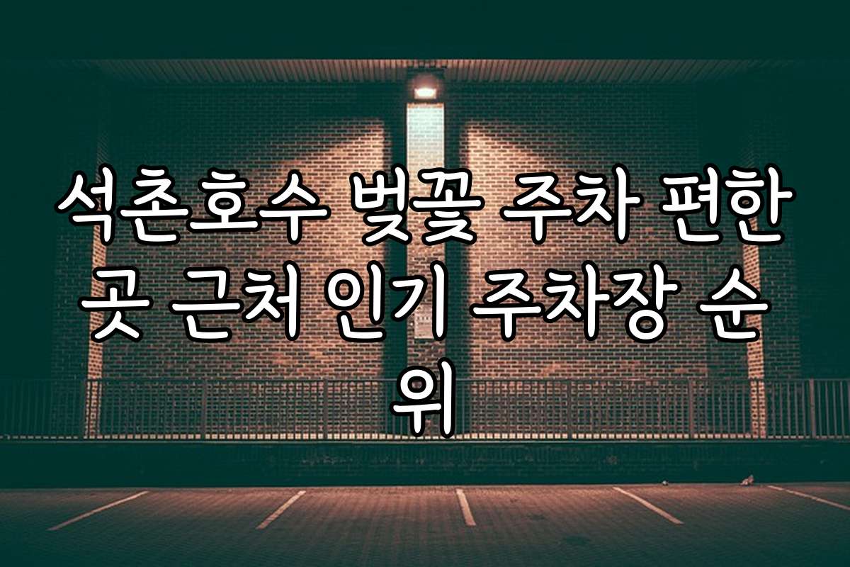 석촌호수 벚꽃 주차 편한곳 근처 인기 주차장 순위