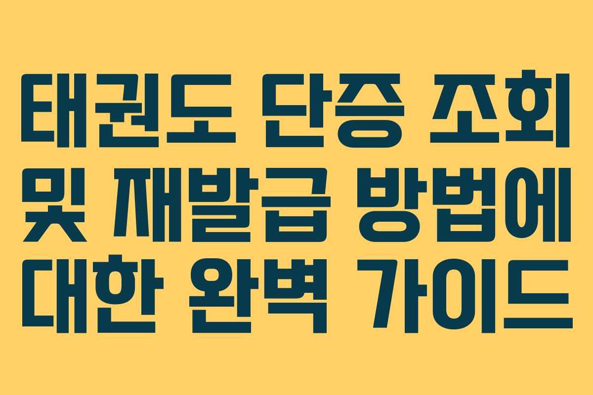 태권도 단증 조회 및 재발급 방법에 대한 완벽 가이드