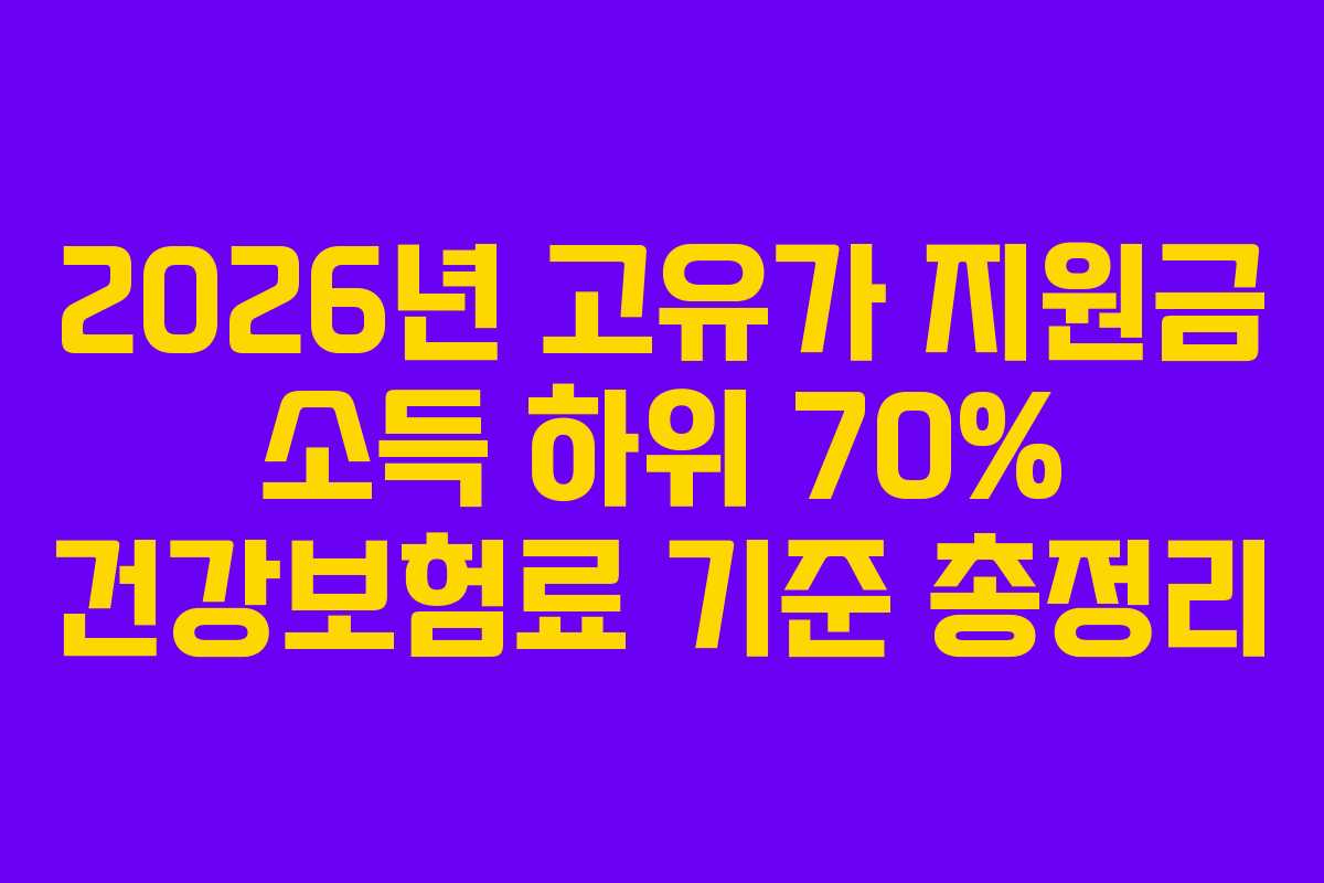 2026년 고유가 지원금 소득 하위 70% 건강보험료 기준 총정리