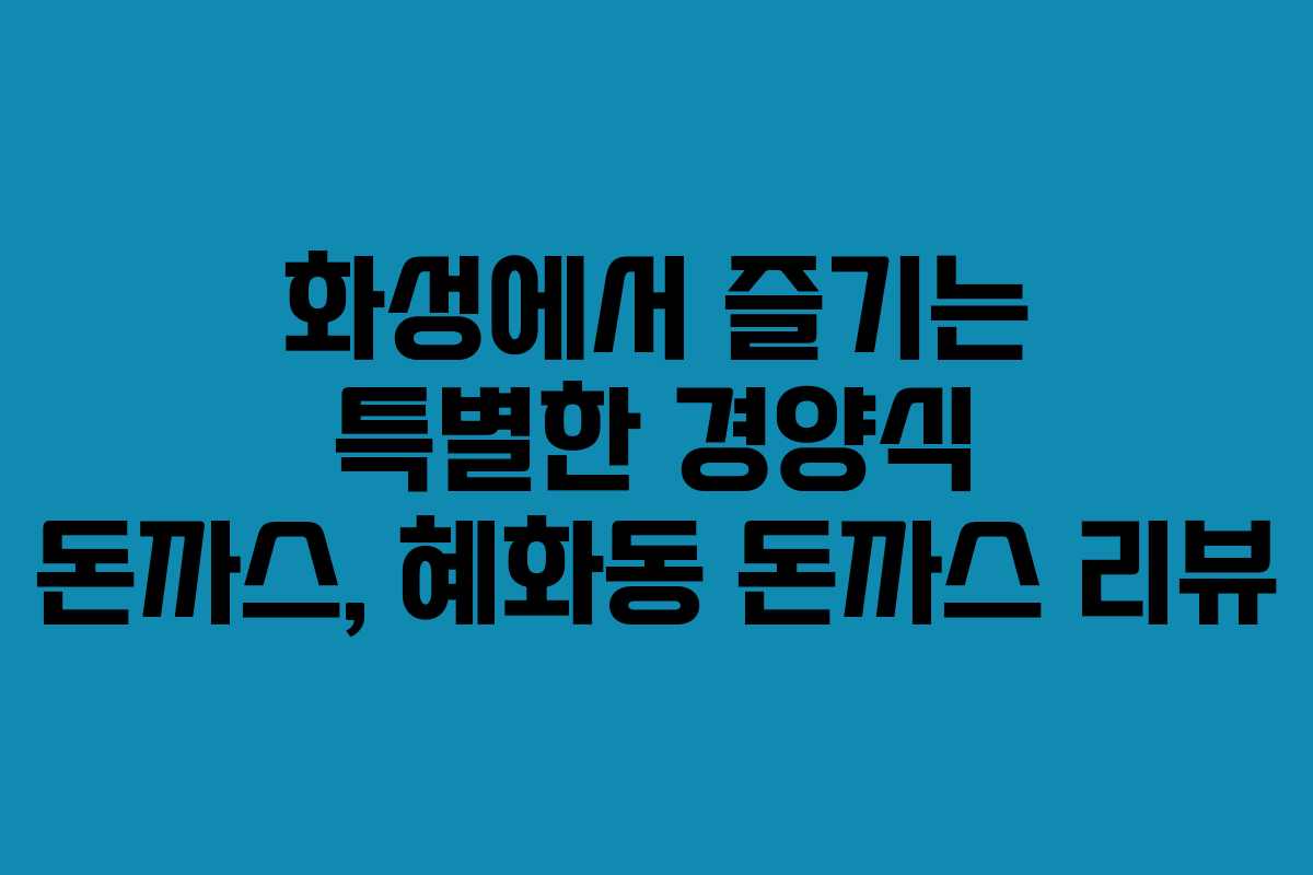 화성에서 즐기는 특별한 경양식 돈까스, 혜화동 돈까스 리뷰