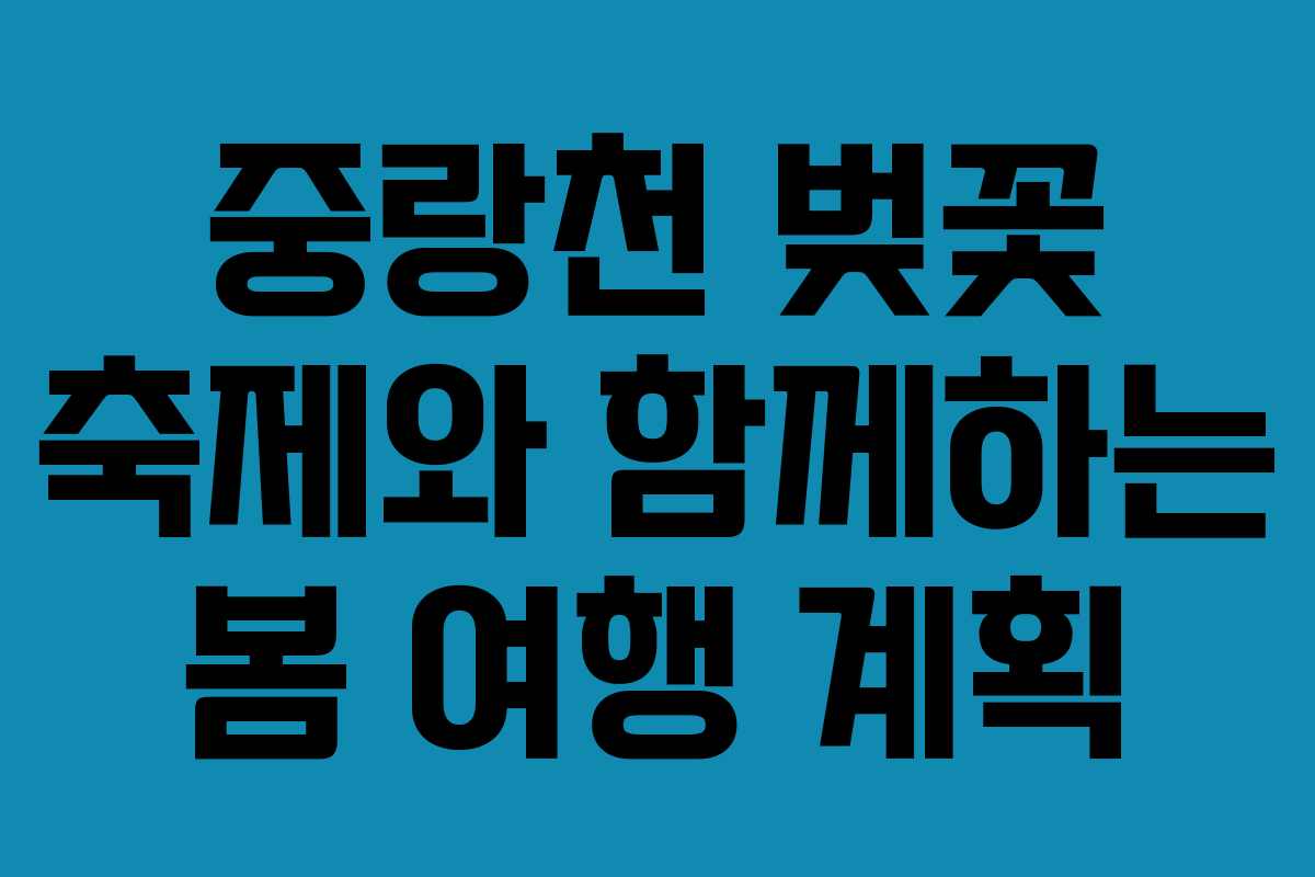 중랑천 벚꽃 축제와 함께하는 봄 여행 계획