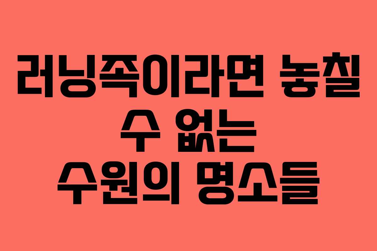 러닝족이라면 놓칠 수 없는 수원의 명소들