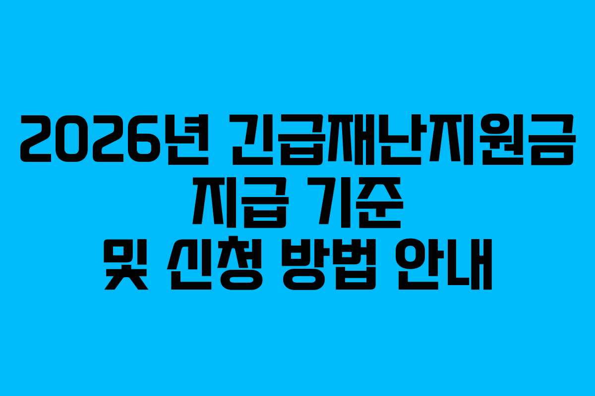 2026년 긴급재난지원금 지급 기준 및 신청 방법 안내