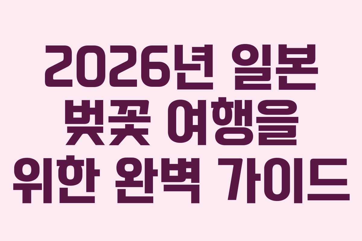 2026년 일본 벚꽃 여행을 위한 완벽 가이드