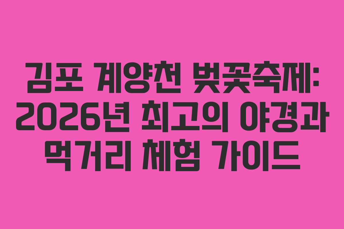 김포 계양천 벚꽃축제: 2026년 최고의 야경과 먹거리 체험 가이드