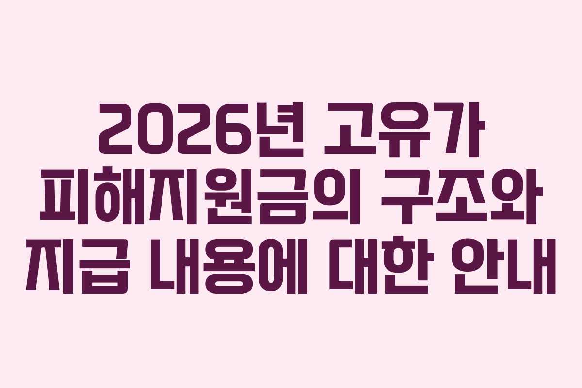 2026년 고유가 피해지원금의 구조와 지급 내용에 대한 안내