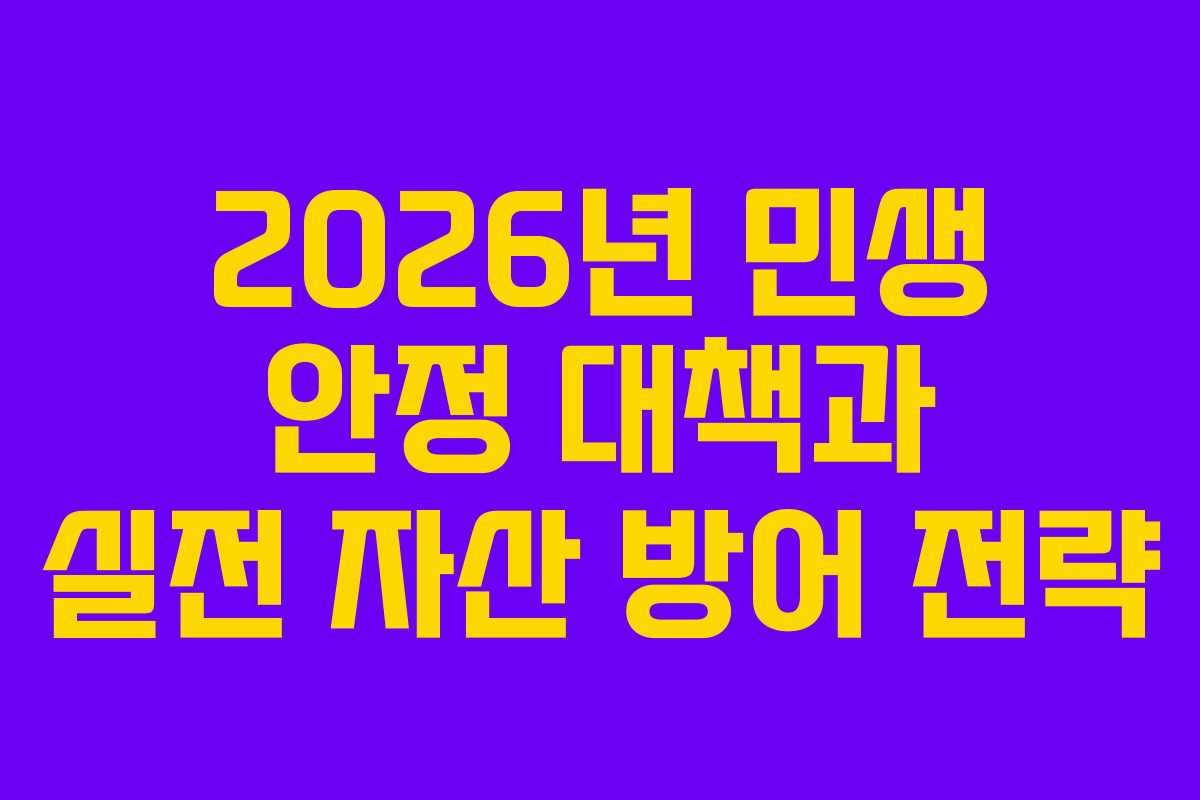 2026년 민생 안정 대책과 실전 자산 방어 전략