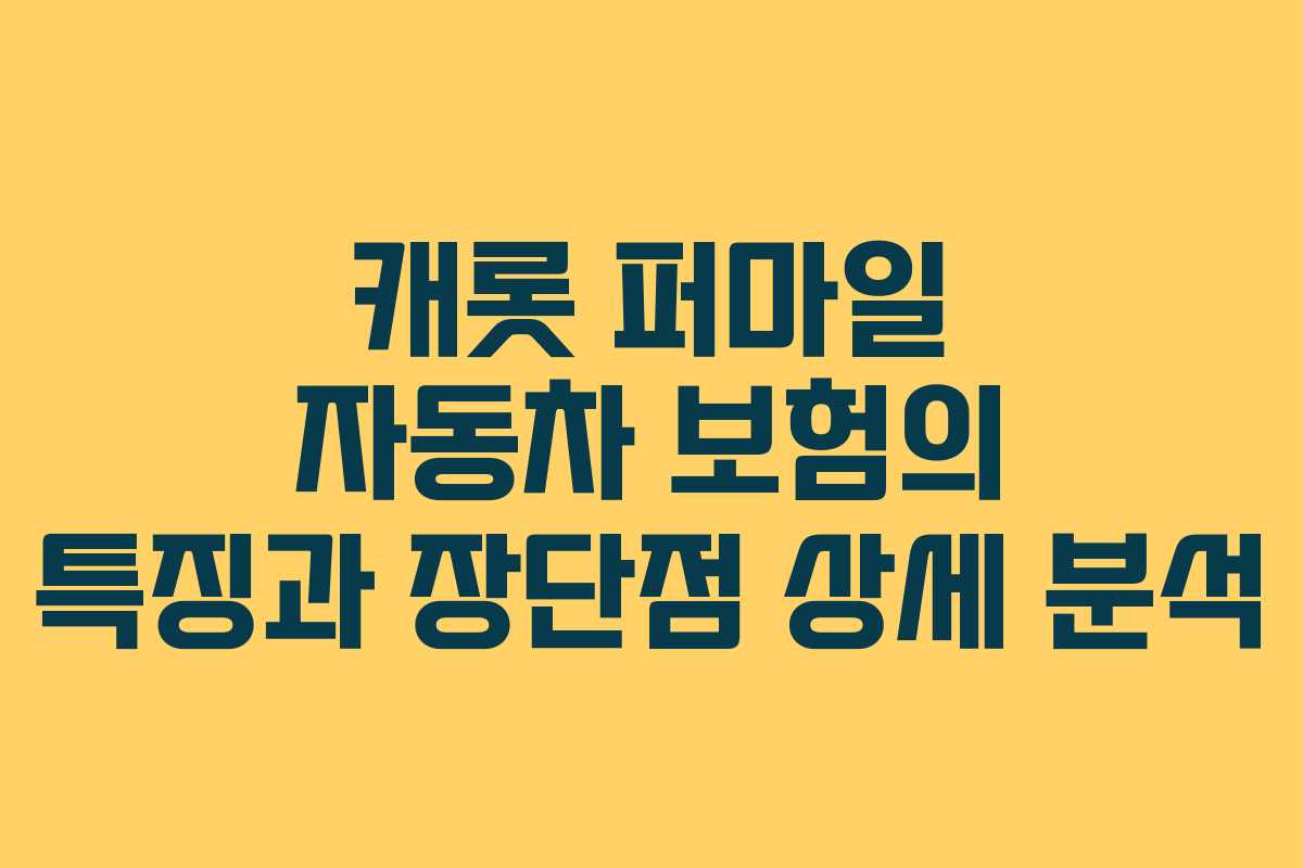 캐롯 퍼마일 자동차 보험의 특징과 장단점 상세 분석