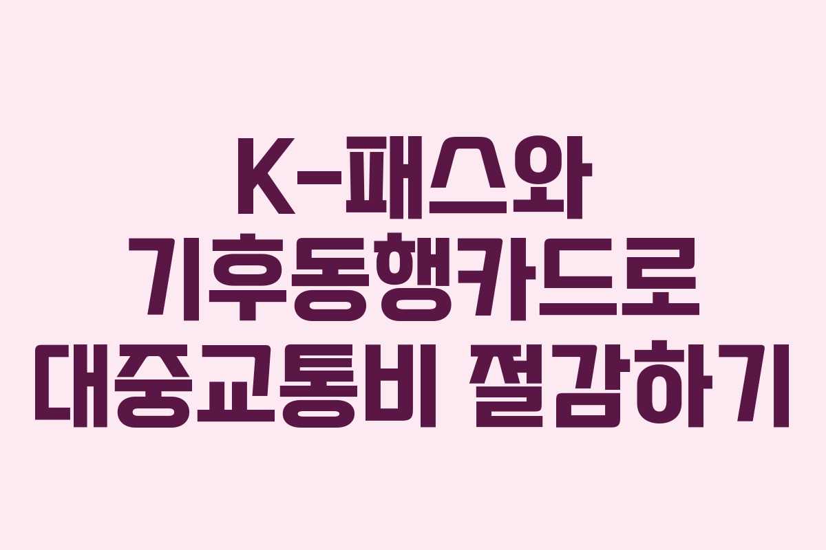 K-패스와 기후동행카드로 대중교통비 절감하기