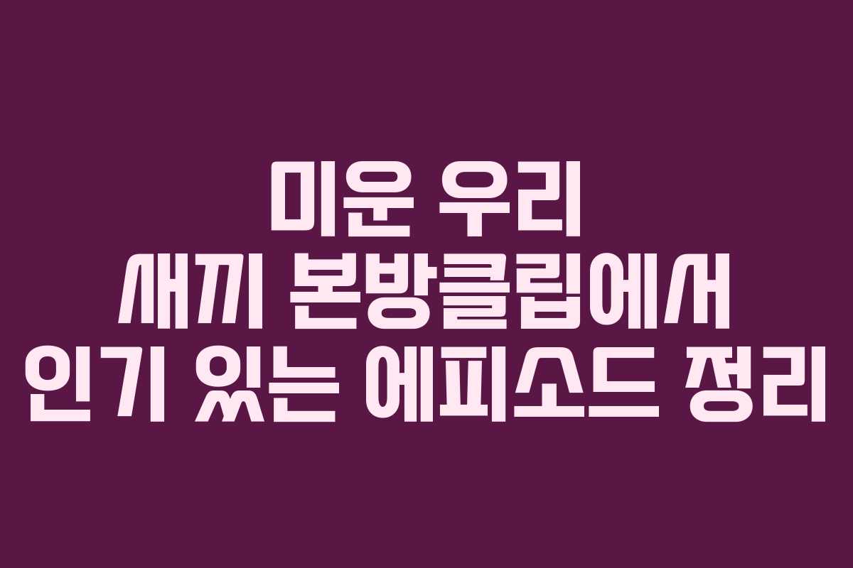 미운 우리 새끼 본방클립에서 인기 있는 에피소드 정리