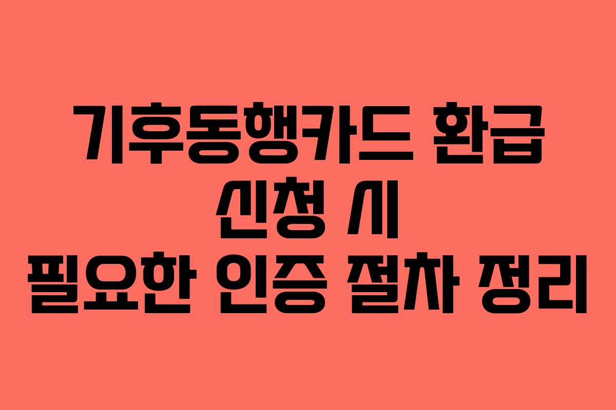 기후동행카드 환급 신청 시 필요한 인증 절차 정리