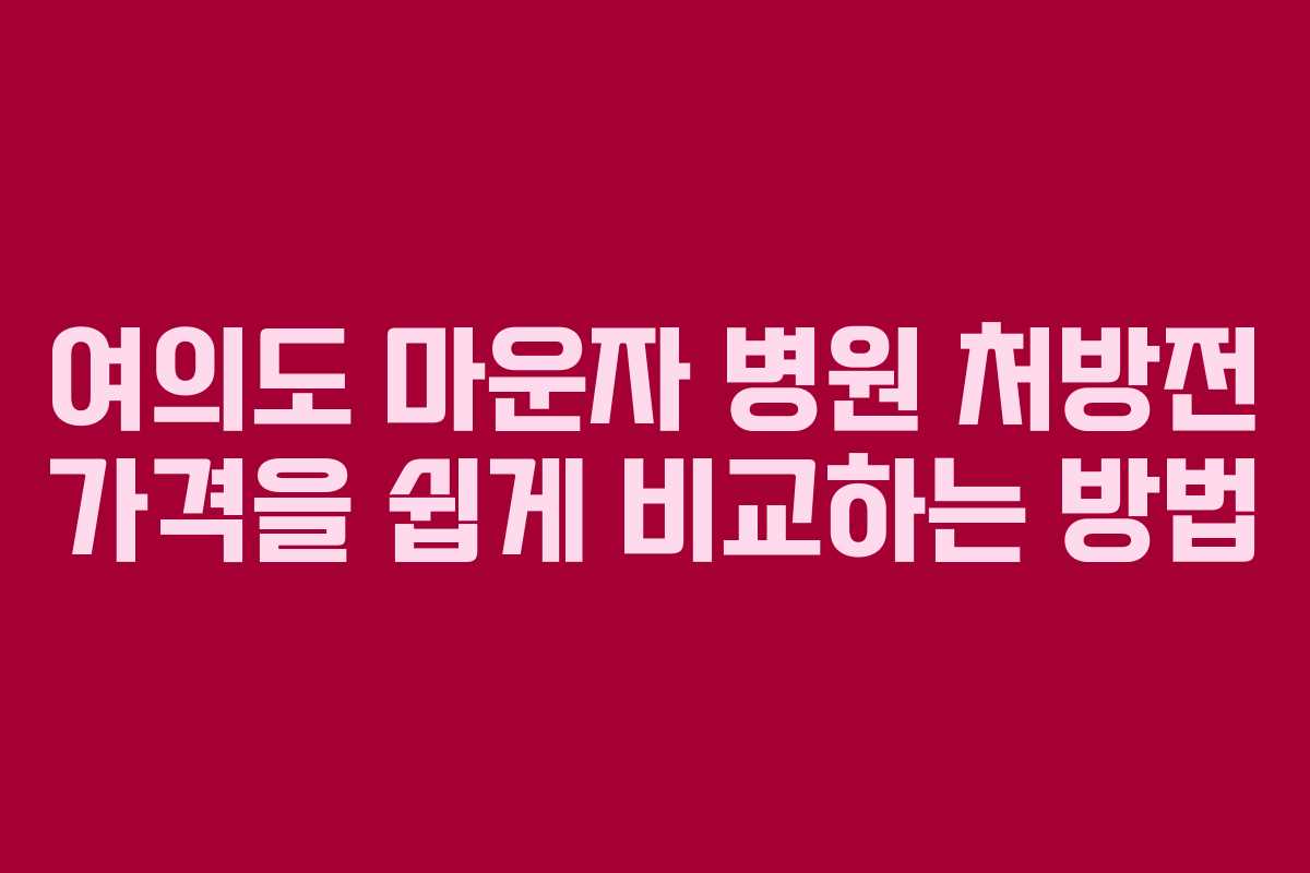 여의도 마운자 병원 처방전 가격을 쉽게 비교하는 방법