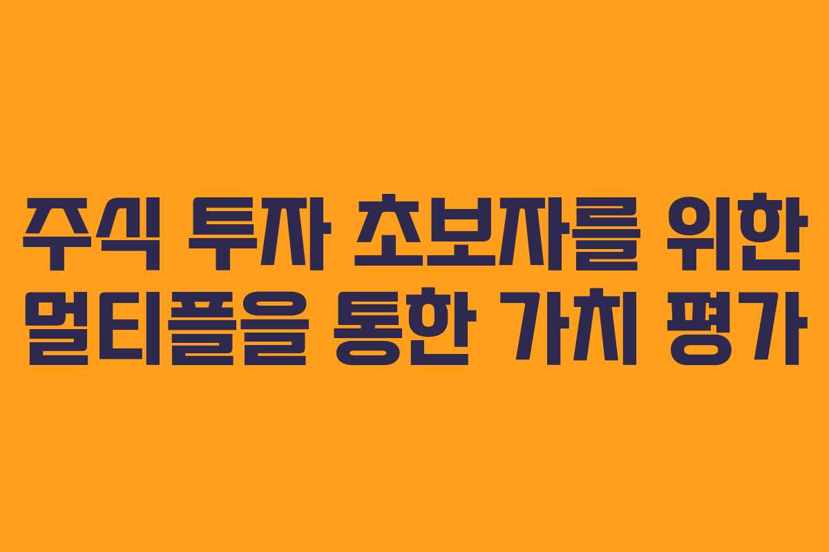 주식 투자 초보자를 위한 멀티플을 통한 가치 평가