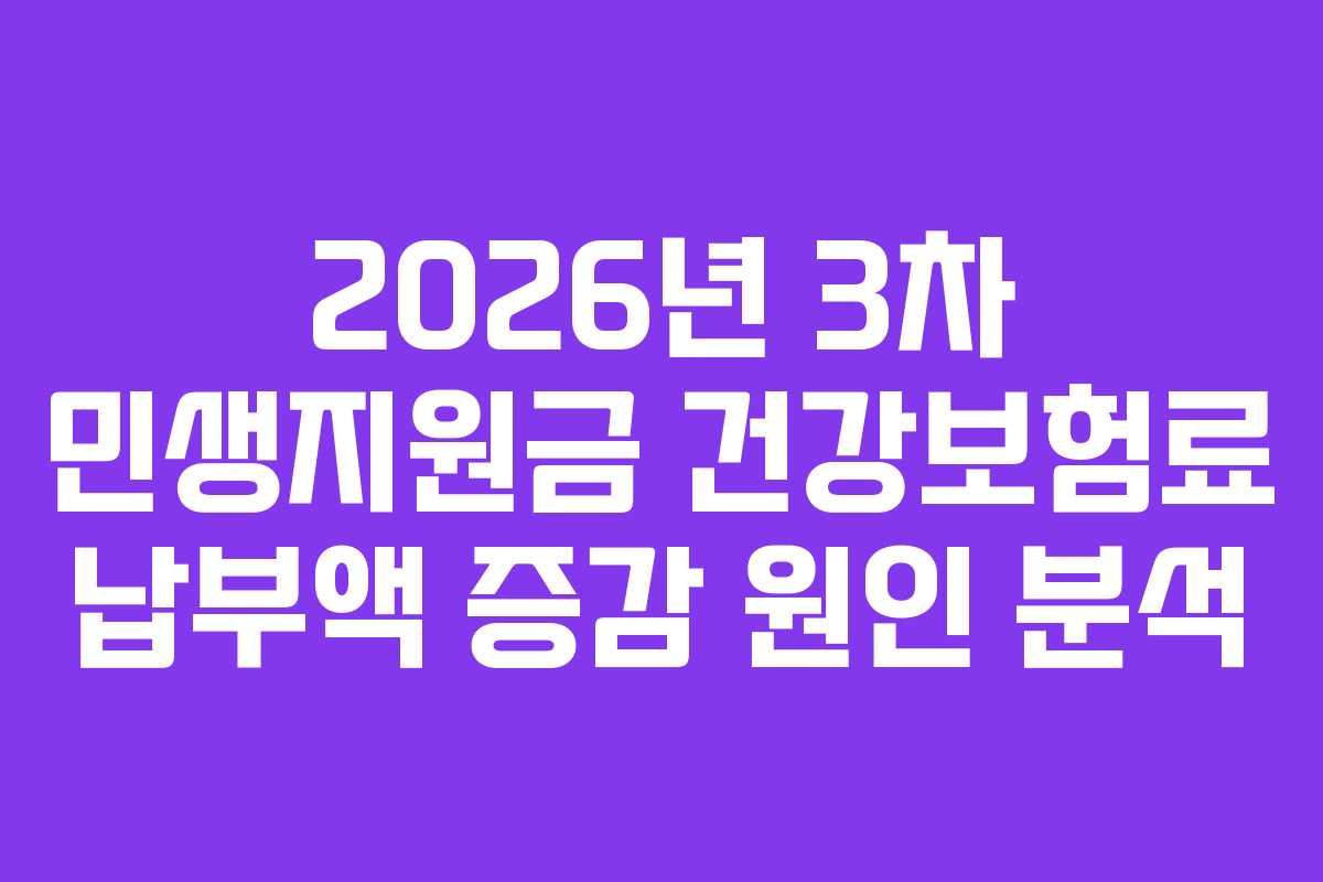 2026년 3차 민생지원금 건강보험료 납부액 증감 원인 분석