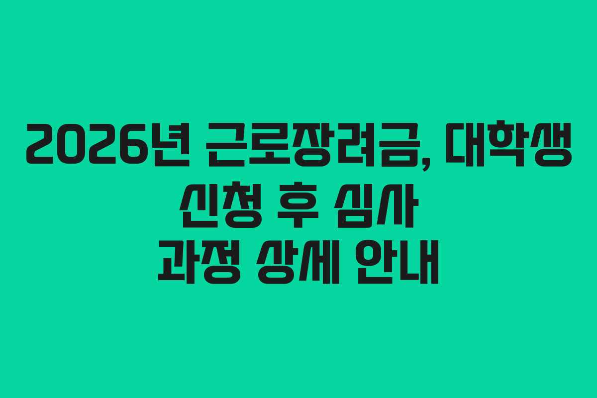 2026년 근로장려금, 대학생 신청 후 심사 과정 상세 안내
