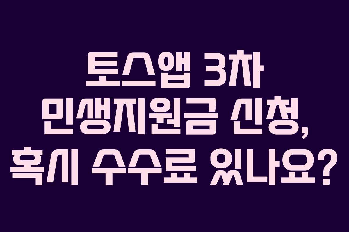 토스앱 3차 민생지원금 신청, 혹시 수수료 있나요?