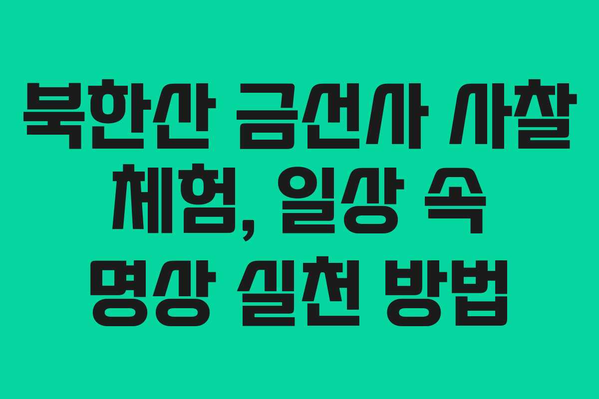 북한산 금선사 사찰 체험, 일상 속 명상 실천 방법