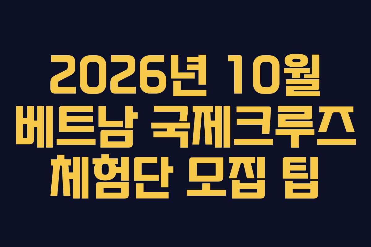 2026년 10월 베트남 국제크루즈 체험단 모집 팁