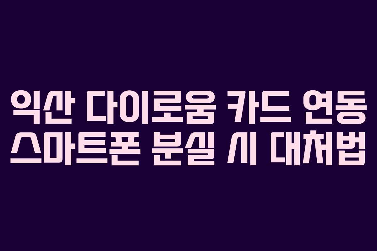 익산 다이로움 카드 연동 스마트폰 분실 시 대처법