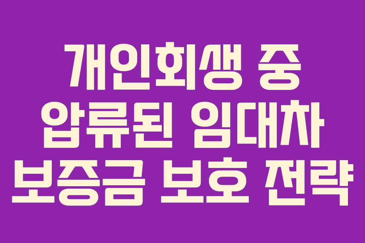 개인회생 중 압류된 임대차 보증금 보호 전략