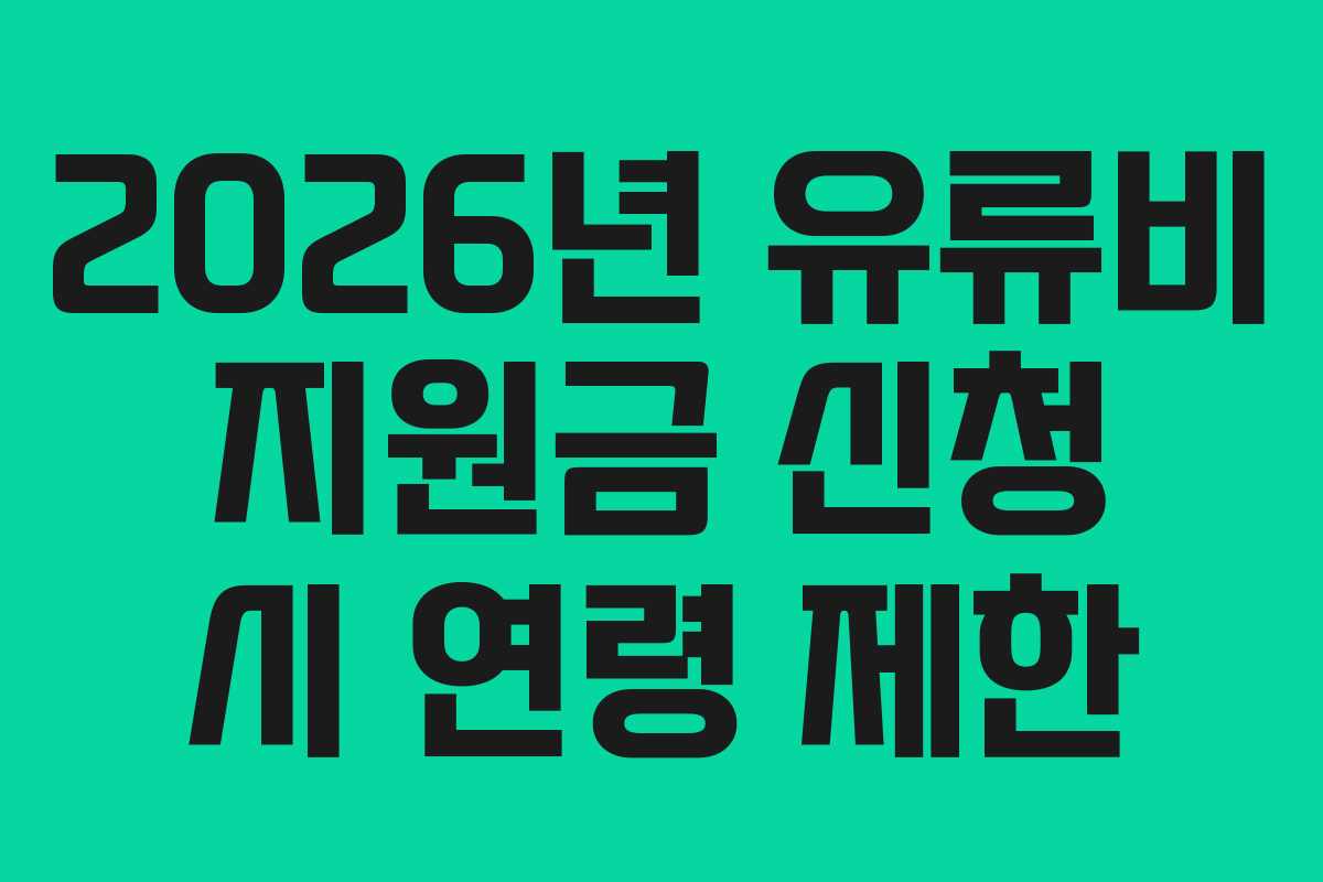 2026년 유류비 지원금 신청 시 연령 제한