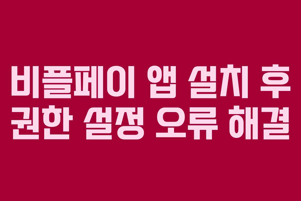비플페이 앱 설치 후 권한 설정 오류 해결