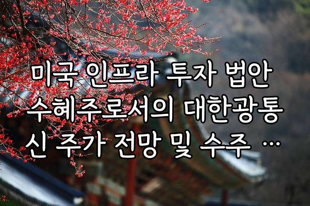 미국 인프라 투자 법안 수혜주로서의 대한광통신 주가 전망 및 수주 일정 가이드