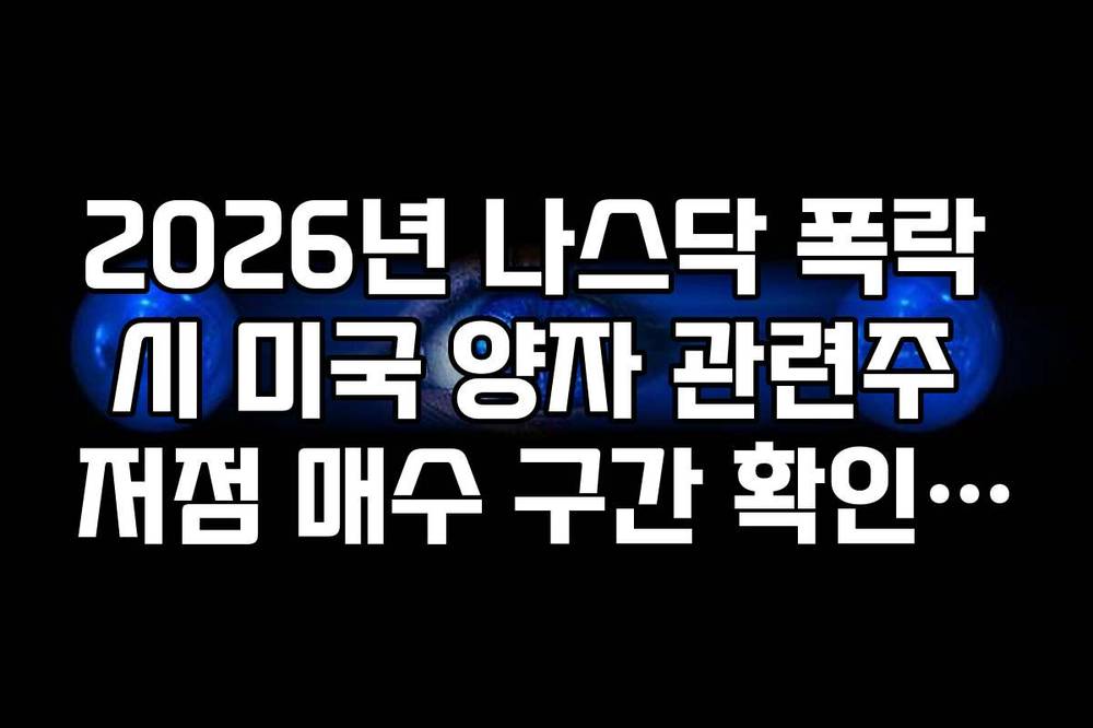 2026년 나스닥 폭락 시 미국 양자 관련주 저점 매수 구간 확인 방법
