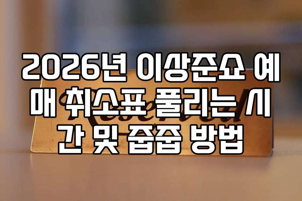 2026년 이상준쇼 예매 취소표 풀리는 시간 및 줍줍 방법