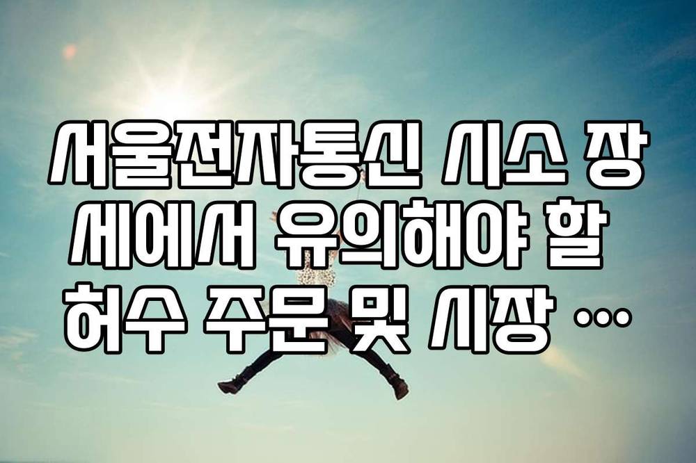 서울전자통신 시소 장세에서 유의해야 할 허수 주문 및 시장 교란 행위
