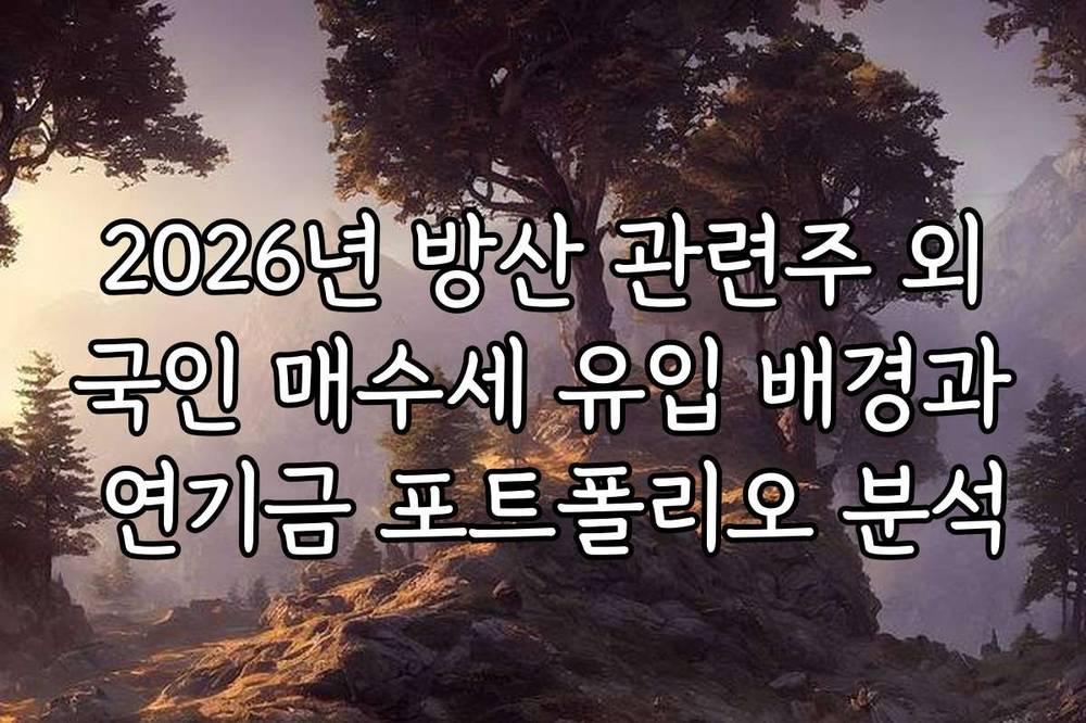 2026년 방산 관련주 외국인 매수세 유입 배경과 연기금 포트폴리오 분석