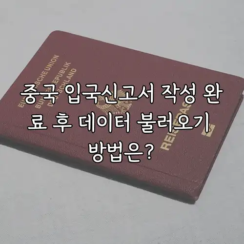 중국 입국신고서 작성 완료 후 데이터 불러오기 방법은?