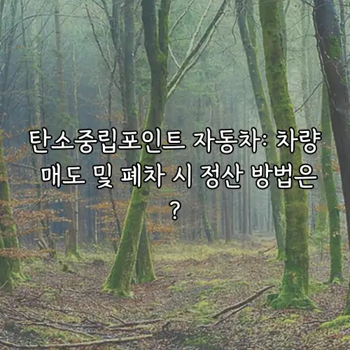 탄소중립포인트 자동차: 차량 매도 및 폐차 시 정산 방법은?