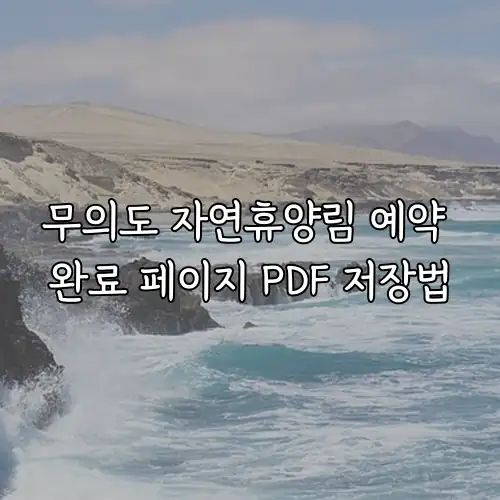 무의도 자연휴양림 예약 완료 페이지 PDF 저장법