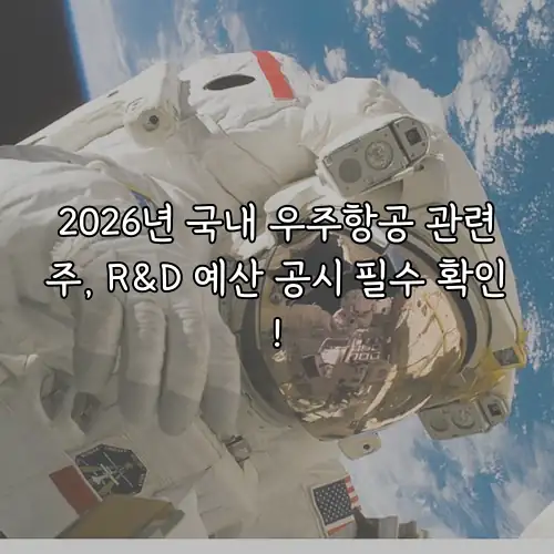 2026년 국내 우주항공 관련주, R&D 예산 공시 필수 확인!