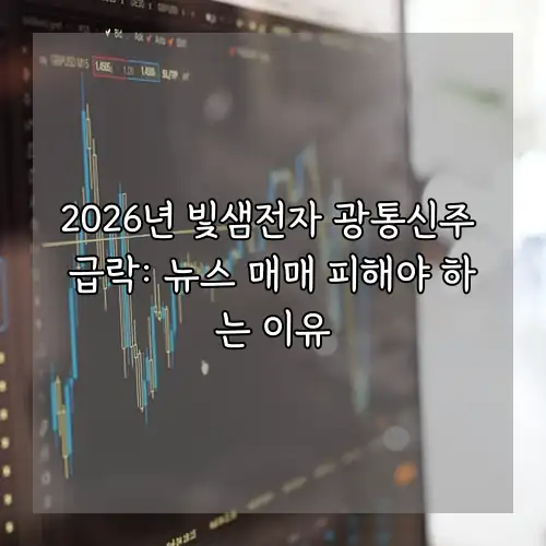 2026년 빛샘전자 광통신주 급락: 뉴스 매매 피해야 하는 이유