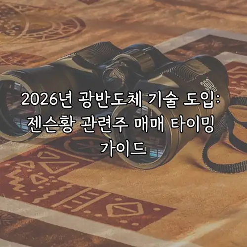 2026년 광반도체 기술 도입: 젠슨황 관련주 매매 타이밍 가이드