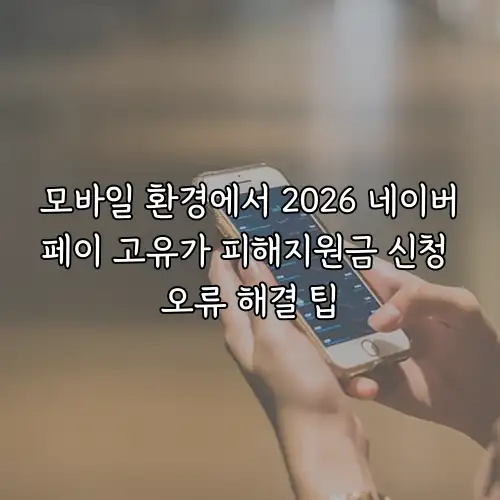 모바일 환경에서 2026 네이버페이 고유가 피해지원금 신청 오류 해결 팁