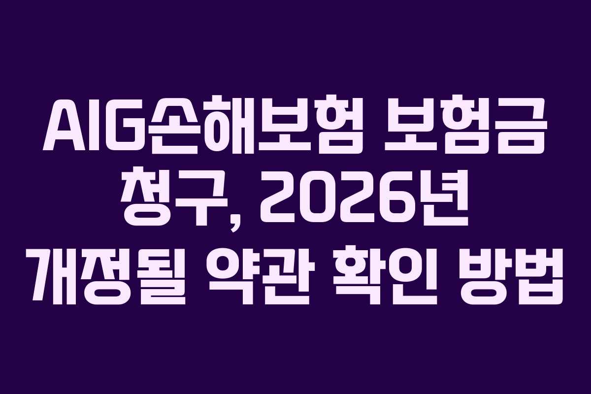 AIG손해보험 보험금 청구, 2026년 개정될 약관 확인 방법