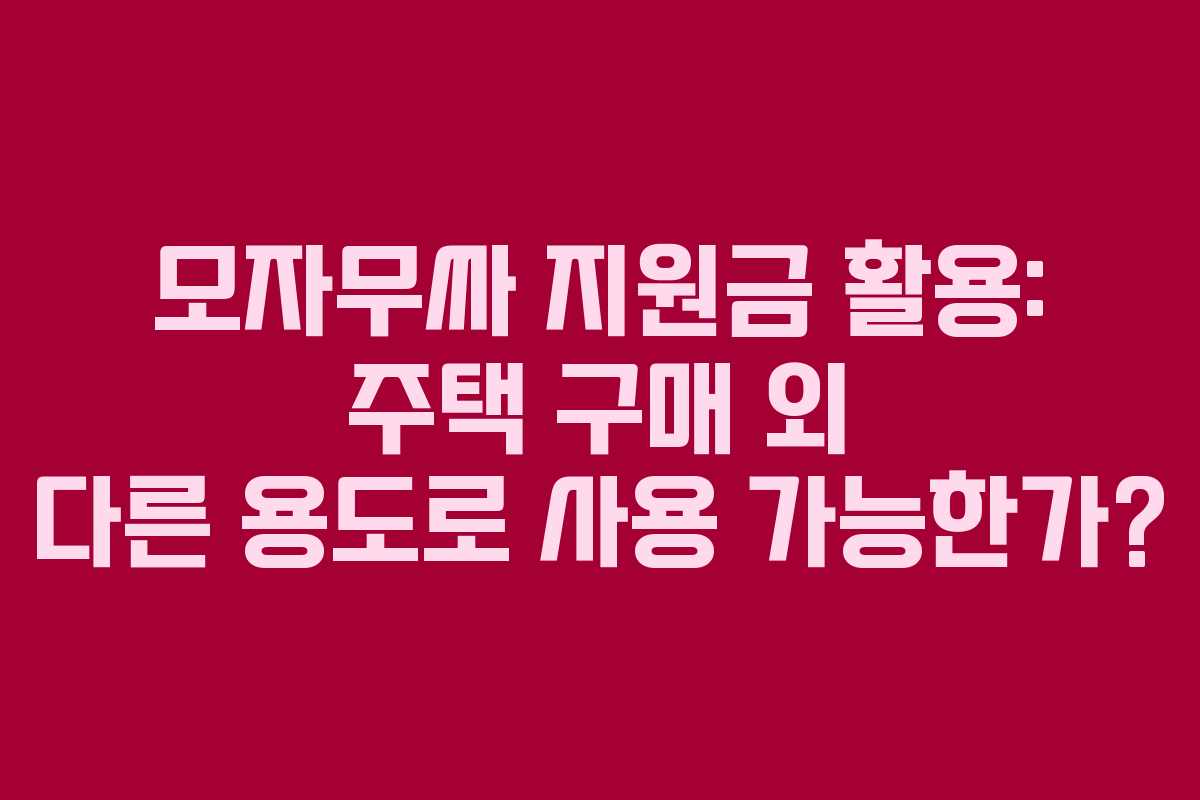 모자무싸-지원금-활용-주택-구매-외-다른-용도로-사용-가능한가
