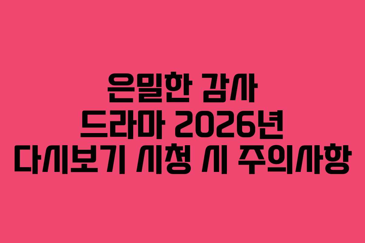 은밀한-감사-드라마-2026년-다시보기-시청-시-주의사항