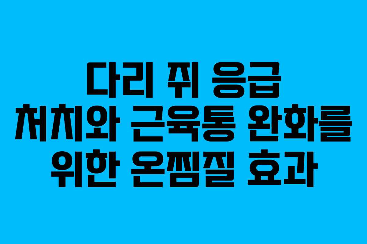 다리-쥐-응급-처치와-근육통-완화를-위한-온찜질-효과
