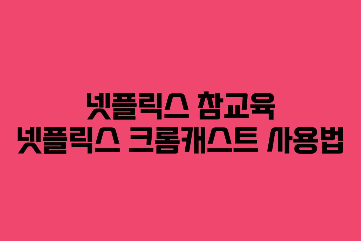 넷플릭스-참교육-넷플릭스-크롬캐스트-사용법