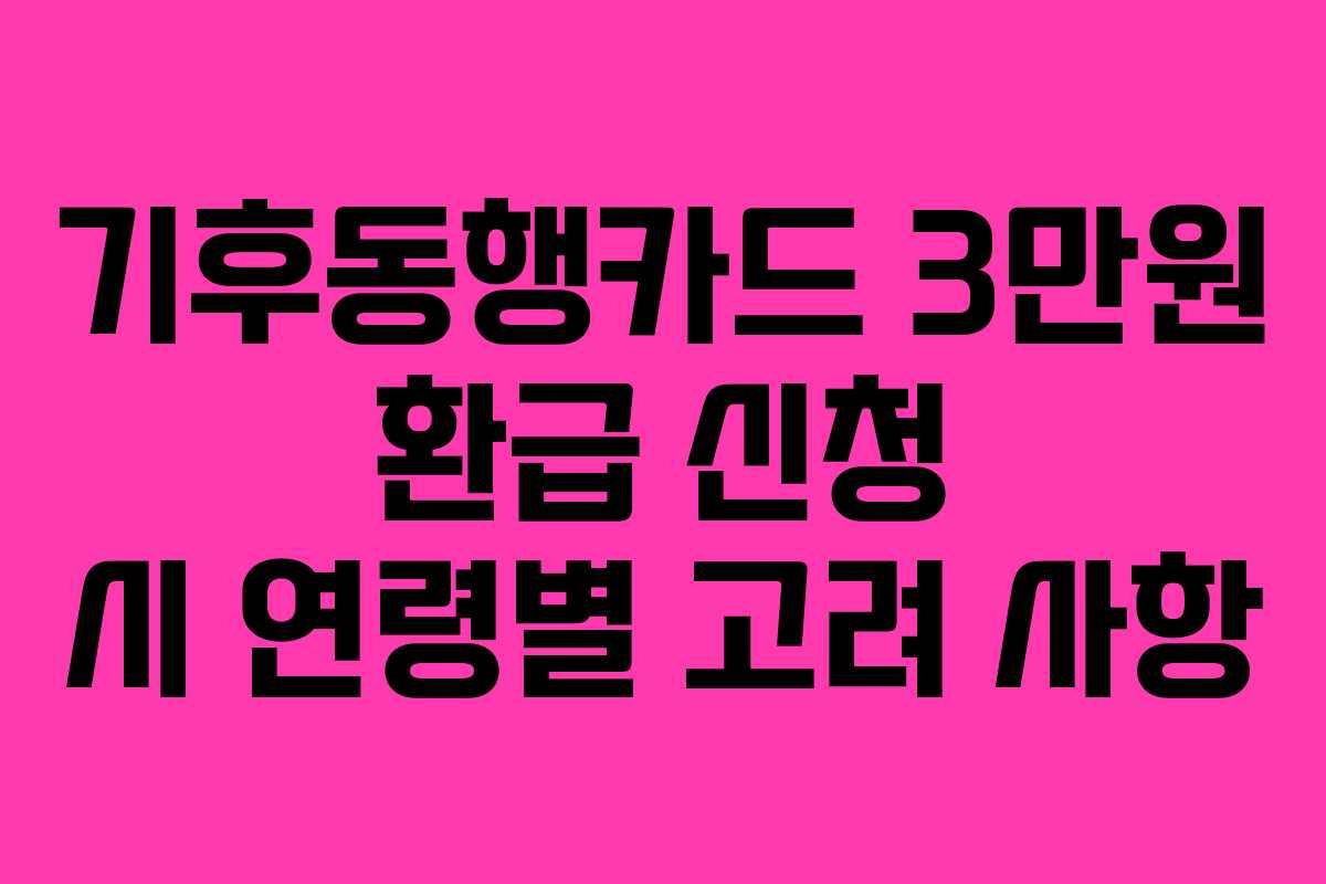 기후동행카드-3만원-환급-신청-시-연령별-고려-사항