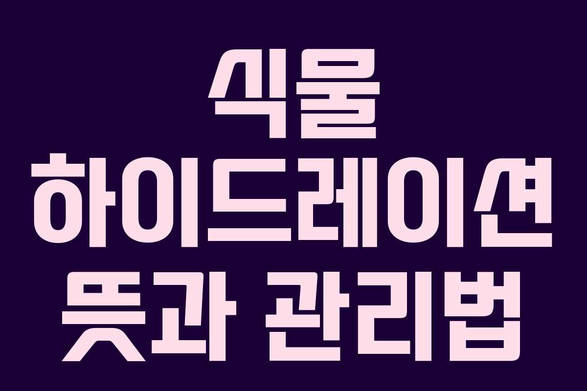 식물-하이드레이션-뜻과-관리법
